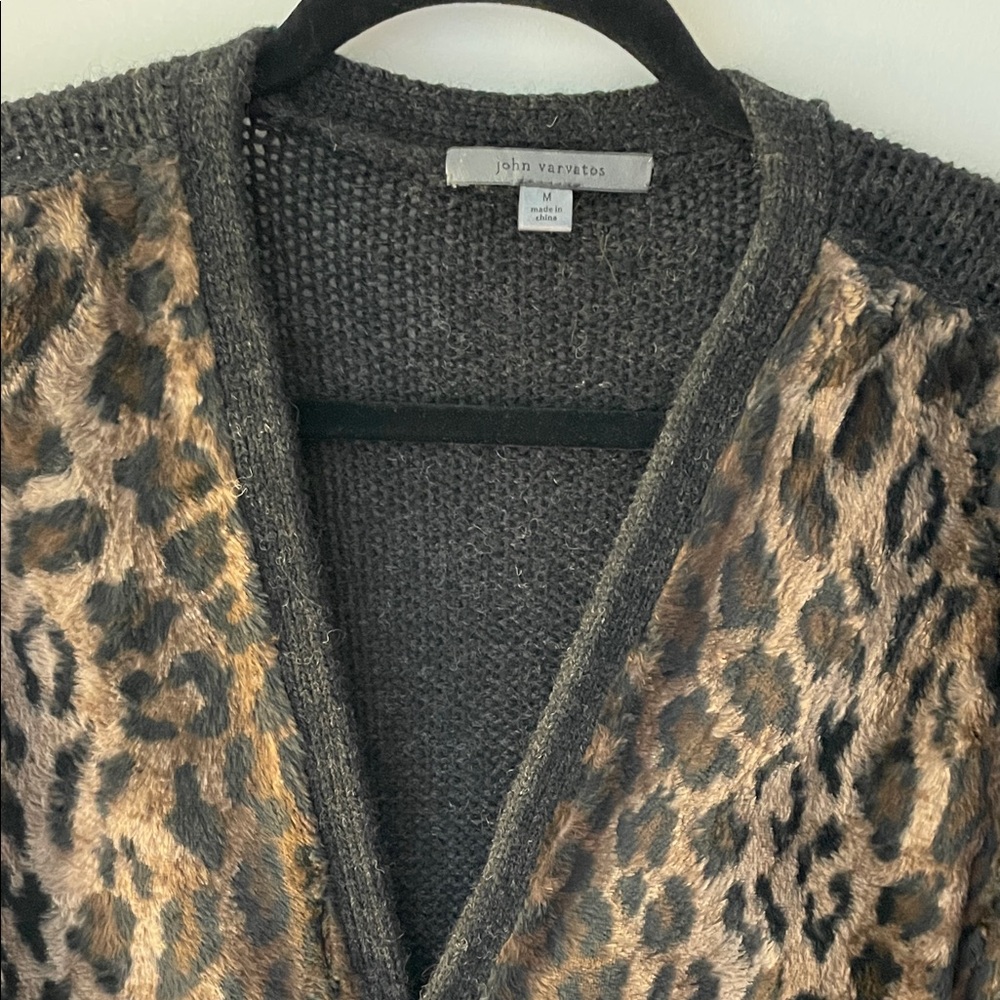 John Varvatos Leopard Print Cardigan